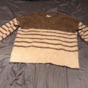 Brown and white striped sweater